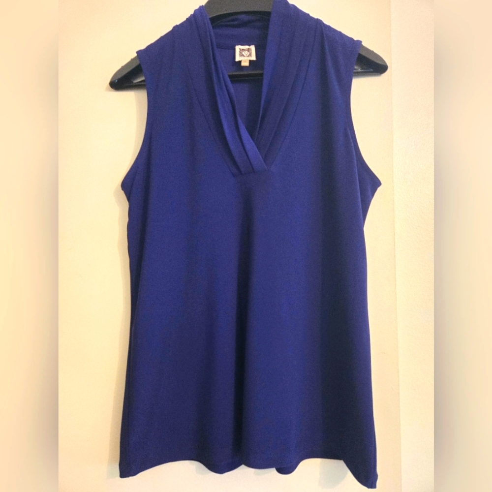 Anne Klein Royal Blue Sleeveless Blouse